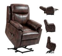 Power Lift Recliner Chair Dark Brown PU Leather Electric Riser 83x89x102cm 120kg