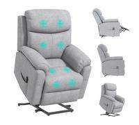 Power Lift Recliner Chair Grey Linen-look 83x89x102cm Steel Frame Remote Control
