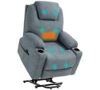 Power Lift Recliner Chair Massage Heat Armchair Grey Elderly with Remote Control
