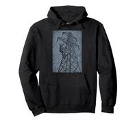 Power Lineman Tower Climb Linocut Trade Art Pullover Hoodie