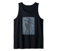 Power Lineman Tower Climb Linocut Trade Art Tank Top