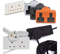 kenable 2 Gang UK Mains Extension Lead 13A Trailing Socket Power Cable BS1363/A Certified Black 5m