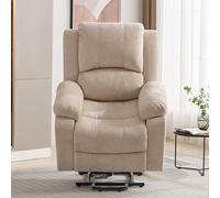 Power Massage Lift Recliner Chair with Heat and Vibration for Elderly, Fabric Sofa with Pockets and Cup Holders, 90L x 94W x 101H cm, Beige Aosom.UK