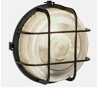 Power Master Outdoor Circular Round Bulkhead Outside Wall Light Security Exterior Garden Lamp, IP44 - Black