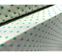 Power mesh net Stretch Spandex Fashion Fabric, per metre - Polka dot Flock Print - Mint Green on White