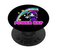 Power Nap Cute Grim Reaper Rainbow Design PopSockets Adhesive PopGrip