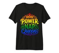 Power Nap Queen Colorful Rainbow Crown Sleepy Premium T-Shirt