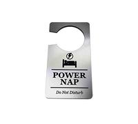 Power Nap, Sleep, in Progress, Do Not Disturb - Room Door Hanger Sign Silver Acrylic - for nurses, doctors, students, home use, hotels