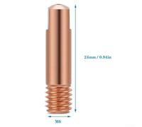 Power Nozzle Welding Head M6 x 24 mm for MB15AK MIG/MAG Torch, 0.6-1.2 mm Tip Sizes, Copper Tips, 20-Pack Welding Accessories(0.6MM)