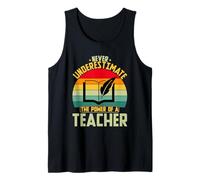 Power of A Teacher Retro Sunset Educator Design Tank Top