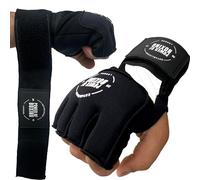 POWER OF BOXING Gel Boxing Wraps, Hand Wraps Boxing Inner Gloves with 95cm long Wrist Straps, Boxing Hand Wraps Men & Women for Martial Arts MMA, Muay Thai, Kickboxing (Polyester, Black) (XS/S)