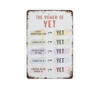 Power of Yet Poster Growth Mindset Calming Corner Social Emotional Learning Positivity Decor 5.5x8inch Wall Decor Retro Art Tin Sign Funny Decorations for Home Bar Pub Cafe Farm Room Metal Poster