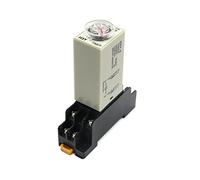 Power-on Delay Rotary Knob DPDT 5S/10S/30S/60S/3M/5M/10M/30M Timer Timing Time Relay AC 110V 220V 380V H3Y-2 With Base Socket(Voltage AC 220V,0-10 Seconds)