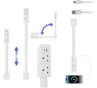 Power Outlet Extender with USB-A USB-C and 2 AC Outlets - 180 Rotatable Extends to Reach Hard-to-Access Ideal for Behind Sofas Nightstands Desks UK Standard Convenient Phone Holder No Installation Req
