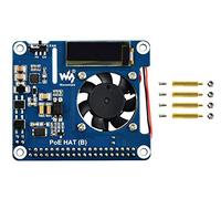 Power over Ethernet HAT B PoE HAT for Raspberry Pi 4 B+ 3 B+ 3 B 802.3af Compliant 37V-57V DC Input 5V 2.5A DC Input Onboard 0.91 inch OLED for Monitoring Processor Temperature IP Address