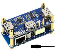 Power Over Ethernet (PoE) Ethernet/USB HUB HAT for Raspberry Pi Zero 2W/Zero W, 3X USB 2.0 Ports, RJ45 ETH Port 802.3af-Compliant