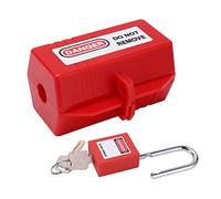 Power Plug Lockout Set with 38mm Long Padlock for Air Conditioner and Home Appliances - Electrical Safety Tagout Kit for Industrial, and Safe Use Environments (Large Lock Box + 38mm Padlock)