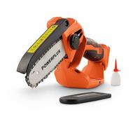 Power Plus Dual Power Battery Chainsaw POWDPG7572-20V Saw, Without Battery and Charger, Small Electric Saw with 100 mm Blade for One-Hand Operation, Garden Tools for Easy Gardening