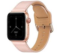 POWER PRIMACY Leather Bands Compatible with Apple Watch Band 38mm 40mm 41mm 42mm-Series 11/10,Genuine Leather Strap Compatible for Women Men iWatch SE Series 11 10 9 8 7 6 7 6 5 4 3 2 1(Pale pink