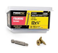 Power Pro 150 Pcs Framing Screws (#12 x 3/4 inch) | Optimized Head Geometry Star Drive Wood Screws | Multi-Layer Epoxy Coated Exterior Fasteners | ICC ESR-4017 Building Code Approved