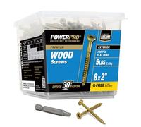 Power Pro 48608 Wood Screws, 8 x 2", Premium Outdoor Deck Screws, Rust Resistant, Epoxy Coated Bronze, 5lb Tub, 767 pcs