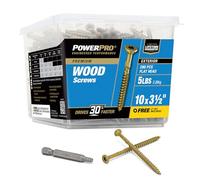 Power Pro 48614 Wood Screws, 10 x 3-1/2", Premium Outdoor Deck Screws, Rust Resistant, Epoxy Coated Bronze, 5lb Tub, 295 pcs
