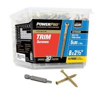 Power Pro 48637 Trim Screws, 8 x 2-1/2", All Purpose Wood, Deck, Composite, and Exterior Trim Screws, Rust Resistant, Bronze, 5lb Tub, 655 pcs