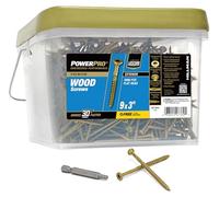 Power Pro 967788 Wood Screws, #9 x 3, Premium Outdoor Deck Screws, Rust Resistant, Epoxy Coated Bronze, 2000pcs Tub