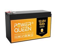 Power Queen 12 Volt 6Ah LiFePO4 Battery, Rechargeable Lithium Battery with 3000+ Deep Cycles, Built-in 6A BMS Protection for Solar System, Fish Finder, Solar Panel Kit, Motorhome, Camping