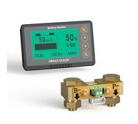 power queen 500A Battery Monitor with Shunt | Programmable Alarm | 8V-120V Voltage Range | LCD Display | 20ft Shielded Wire | Compatible with 12V Lithium, LiFePO4, Gel, Flooded Batteries