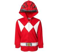 Power Rangers Blue Ranger Red Ranger Black Ranger Fleece Zip Up Hoodie Toddler to Big Kid, Red, 14-16