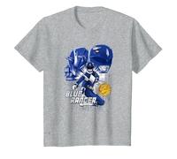 Power Rangers Blue Ranger T-Shirt, Youth, Heather Grey, X-Small