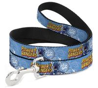 Power Rangers Dog Leash | Power Rangers Blue Ranger Triceratops Pose and Coin Icon Durable Stylish For Walks
