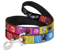Power Rangers Dog Leash | Power Rangers Face and Power Icon Blocks Multi Color Durable Stylish For Walks