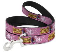 Power Rangers Dog Leash | Power Rangers Pink Ranger Pterodactyl Pose and Coin Icon Pink Durable Stylish For Walks