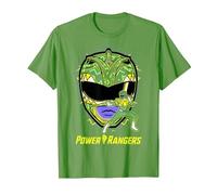 Power Rangers Green Ranger Icon Fill Helmet Silhouette T-Shirt, Men, Grass Green, Large