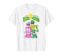 Power Rangers Mighty Morphin Power Couple Rangers Distressed T-Shirt