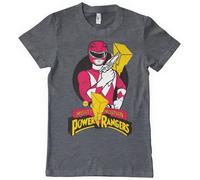 Power Rangers Officially Licensed Red Ranger Pose Mens T-Shirt (Dark-Heather), Large