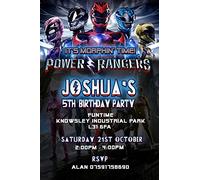 Power Rangers Party Invitations & Envelopes Invites K161 (Personalised) Click Customize now for prices