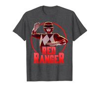 Power Rangers Red Ranger Karate Action Circle Portrait T-Shirt, Men, Dark Heather Grey, XX-Large