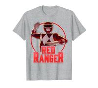 Power Rangers Red Ranger Karate Action Circle Portrait T-Shirt, Men, Heather Grey, X-Large