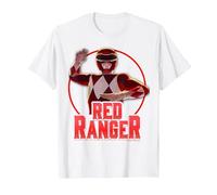 Power Rangers Red Ranger Karate Action Circle Portrait T-Shirt, Men, White, 6X-Large