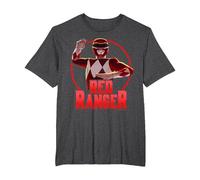 Power Rangers Red Ranger Karate Action Circle Portrait T-Shirt, Men's Big and Tall, Dark Heather Grey, 2X Tall