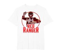 Power Rangers Red Ranger Karate Action Circle Portrait T-Shirt, Men's Big and Tall, White, 3X Tall