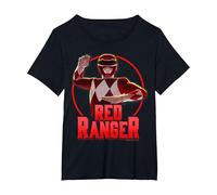 Power Rangers Red Ranger Karate Action Circle Portrait T-Shirt, Women's Plus, Black, 3X