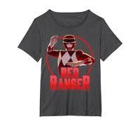 Power Rangers Red Ranger Karate Action Circle Portrait T-Shirt, Women's Plus, Dark Heather Grey, 4X