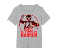Power Rangers Red Ranger Karate Action Circle Portrait T-Shirt, Women's Plus, Heather Grey, 5X