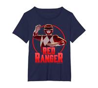 Power Rangers Red Ranger Karate Action Circle Portrait T-Shirt, Women's Plus, Navy Blue, 6X