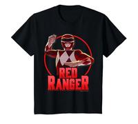Power Rangers Red Ranger Karate Action Circle Portrait T-Shirt, Youth, Black, X-Small