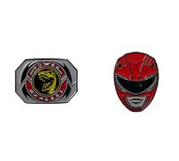 Power Rangers Red Ranger Mask and Emblem Officially Licensed 2 Pack Enamel Pin set, Plastic